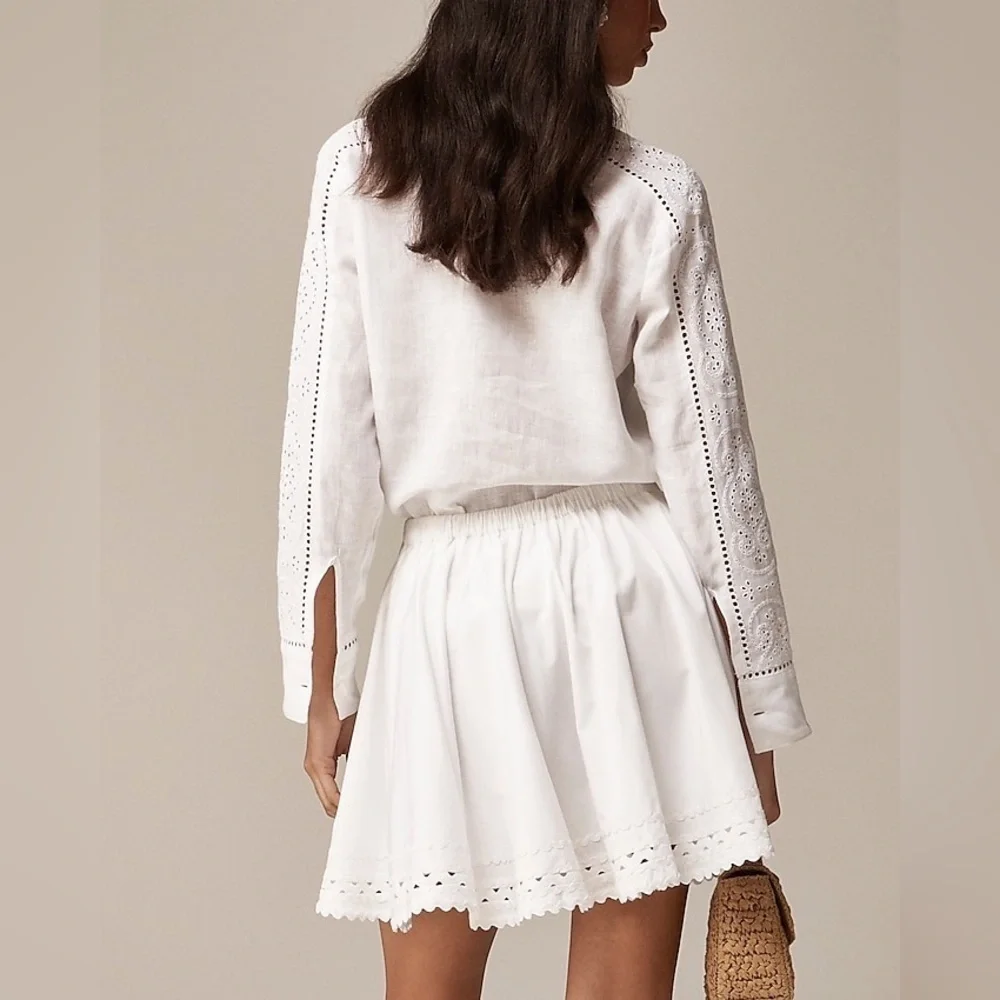 J Crew Mini skirt with rickrack trim in cotton poplin CA724